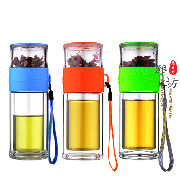 山東玻璃杯廠家專業(yè)的生產(chǎn)批發(fā)雙層玻璃杯時(shí)尚男女專用泡茶真空杯