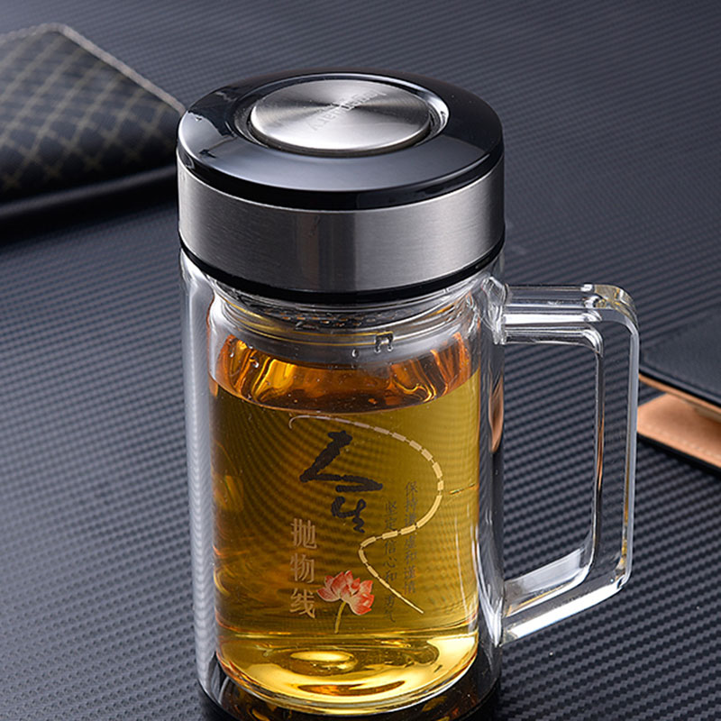 辦公室水杯,辦公杯定做,企業訂制雙層水晶辦公杯,雙層玻璃辦公杯